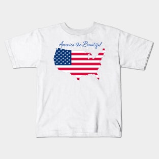 America the Beautiful T-Shirt, 4th of America the Beautifl July, Patriotic Vintage Syle American Flag Shirt Kids T-Shirt